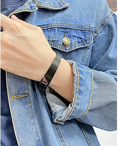 Miniatura 5 de QINGDUO - Pulseras de alerta médica grabadas personalizadas para mujeres y hombres, pulsera médica de acero inoxidable + cuero, pulsera médica