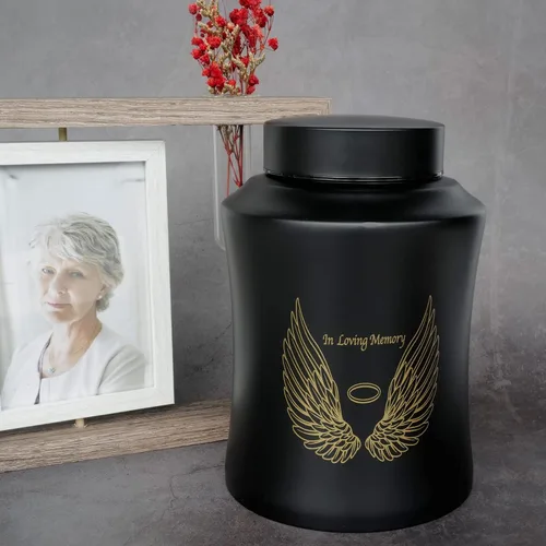 Miniatura 6 de Urnas de cremación grandes de hasta 160 libras para cenizas humanas adultas, alas de ángel en memoria amorosa, urna funeraria decorativa