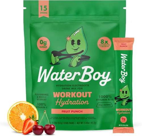 Miniatura 9 de Waterboy Hidratación de entrenamiento Paquetes de electrolitos en polvo de 2,960 mg sin azúcar L-glutamina + vitaminas Sin azúcar, todo