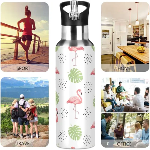 Miniatura 5 de Pink Flamingos Insulated Water Bottle 20 Oz Leakproof Water Bottles, BPA-Free Sport Water Bottle Insulated