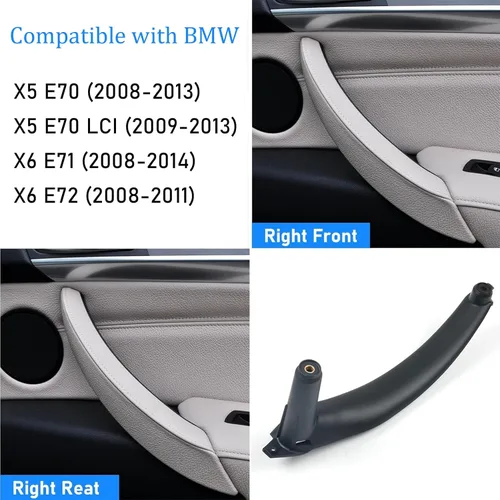 Miniatura 4 de Jaronx Para BMW X5 X6 Tirador de la puerta, Cubierta de agarre interior del lado del pasajero derecha delantera/derecha trasera