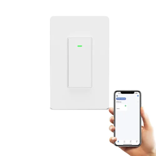 Miniatura 10 de Interruptor de luz inteligente de 2 bandas (botón), interruptores de luz WiFi inteligentes dobles, interruptor inteligente compatible con Alexa