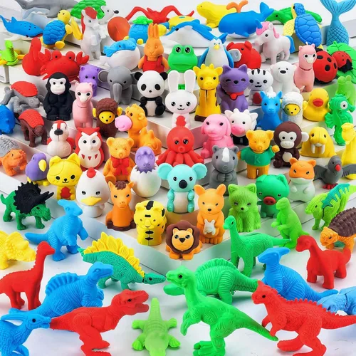Miniatura 16 de URSKYTOUS 35 borradores de animales de escritorio para niños, borradores de lápices de animales, juguetes de borrador a granel, regalos para premios