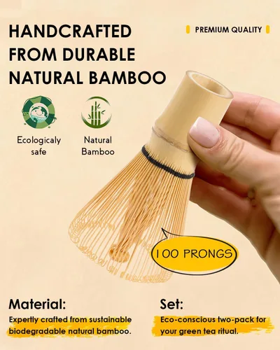 Miniatura 3 de Juego de batidor de bambú Matcha con 2 paquetes de batidor de bambú natural 100% Matcha, colador, cuchara para té y cuchara de té, Chasen