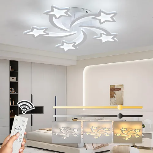 Miniatura 12 de Lámpara de techo moderna de montaje empotrado, regulable, 4 anillos, lámpara de cocina para sala de estar, dormitorio, lavandería, 3000-6000 K