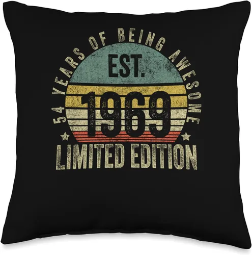 Vintage 54 Year Old Est 1969 Limited Edition 54th Birthday Throw Pillow