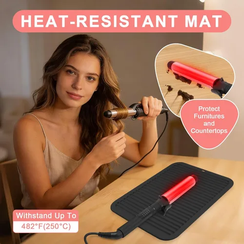 Miniatura 2 de Alfombrilla de silicona resistente al calor, alfombrilla profesional para herramientas de cabello para rizadores, planchas, alisadores de pelo