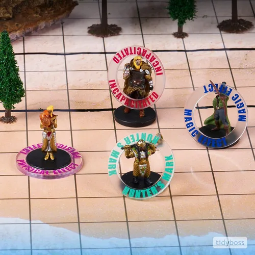 Miniatura 6 de 96 marcadores de efectos de estado Figuras DND acrílicas 24 anillos de condiciones Accesorios DND para RPG como Calabozos y Dragones 5ª edición