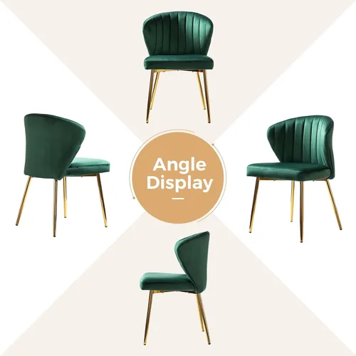 Miniatura 8 de TINA'S HOME Juego de 2 sillas decorativas, sillas laterales de terciopelo glamoroso con patas doradas, sillas de comedor tapizadas de mediados