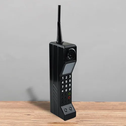 Miniatura 7 de Adorno retro de ladrillo para teléfono celular, modelo retro de los años 80 y 90, adorno de teléfono celular para simulación fotográfica, Negro
