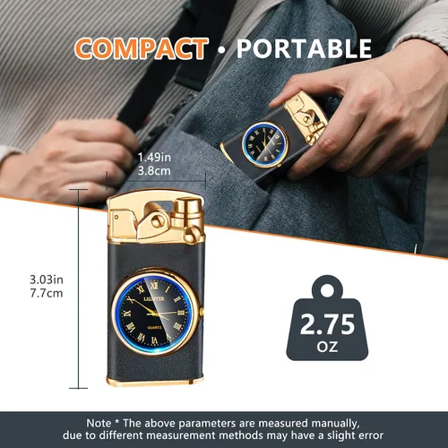 Miniatura 6 de SKRFIRE Encendedor eléctrico de arco eléctrico de plasma, encendedores a prueba de viento, encendedor de metal, luminoso, esfera de reloj real
