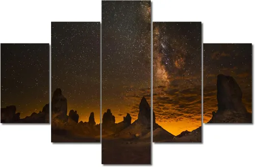 Miniatura 45 de TUMOVO Lienzo decorativo para pared de sala de estar, 5 paneles de naturaleza, Alaska, Estados Unidos, autopista alrededor de montañas, paisaje