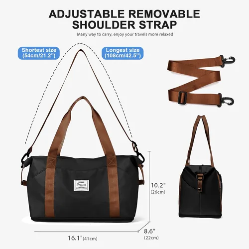 Miniatura 6 de Bolsa de viaje para mujeres y hombres, bolsa de fin de semana, T8-blackbrown