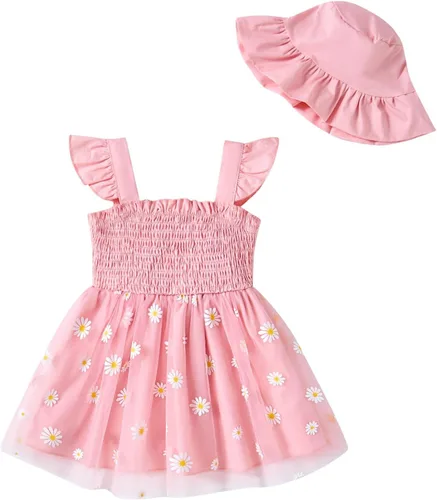 Miniatura 13 de Vestido para bebé recién nacida niña pequeña Vestido para niña pequeña de cuello halter sin mangas con flores Vestido de verano para niña de espalda