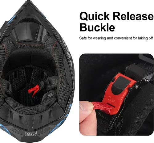 Miniatura 5 de Casco de motocross para adultos ATV para moto de tierra todo terreno de cara completa con gafas, guantes y máscara, aprobado por el DOT
