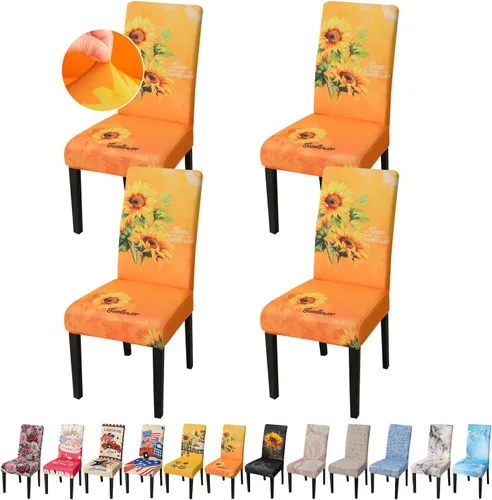 Miniatura 83 de JQinHome Juego de 8 fundas para sillas de comedor, fundas de alta elasticidad extraíbles y lavables, fundas protectoras de asiento para silla