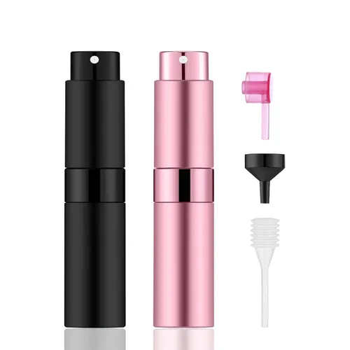 Miniatura 15 de 2 botellas de atomizador de perfume portátiles de 0.3 fl oz, botella de spray vacía recargable con 3 tipos de herramientas de recarga, botellas