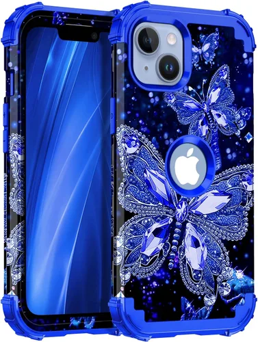 Miniatura 14 de Miqala Funda compatible con iPhone 14 Plus, que brilla en la oscuridad, tres capas, resistente, a prueba de golpes, de plástico duro, funda Amaranto
