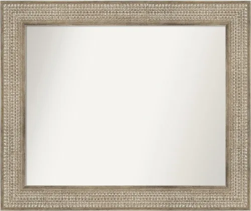 Miniatura 63 de Amanti Art Espejo de baño plateado para sobre fregadero, 26 x 26 pulgadas, espejo cuadrado de níquel pulido, marco de madera tradicional mediano, se