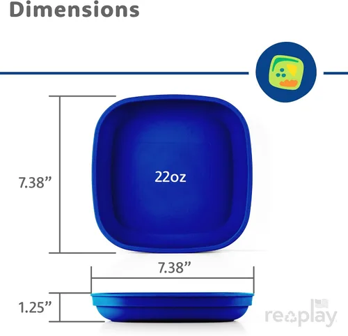 Miniatura 8 de Re-Play Juego de 4 platos para niños pequeños fabricados en Estados Unidos de 7 pulgadas, con tapa, 22 onzas, platos de plástico apilables, aptos
