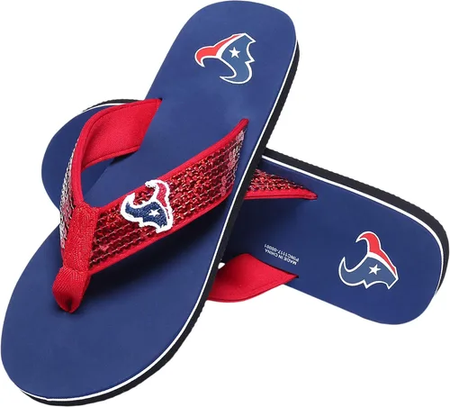 Miniatura 12 de FOCO Womens NFL Team Logo Sequin Strap Sandals Flip Flops