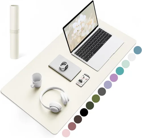 Miniatura 41 de YSAGi Almohadilla de escritorio de piel antideslizante, tapete impermeable para teclado de computadora portátil, protector de mesa y alfombrilla