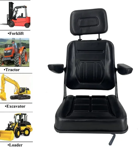 Miniatura 4 de Asiento de suspensión universal para tractor, asiento de carretilla elevadora ajustable de 6/5.906 in con pista deslizante, reposabrazos