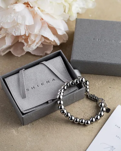 Miniatura 3 de Shiena Pulsera de cadena de bolas de cuentas de acero inoxidable quirúrgico con extensor