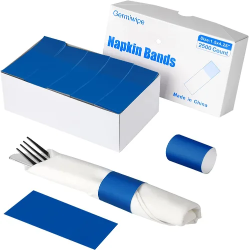 Miniatura 12 de Germiwipe - 2500 servilletas negras, servilleteros de papel autoadhesivos, bandas de cubiertos perfectas para fiestas de cumpleaños, bodas