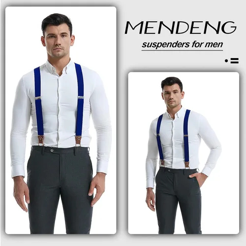 Miniatura 30 de MENDENG Tirantes de gancho giratorio de bronce vintage con 4 tirantes ajustables para hombre
