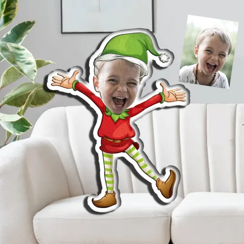 Miniatura 13 de Drawelry Almohada de Navidad con foto de cara personalizada: divertido y lindo Papá Noel animales impresión 3D retrato personalizado imagen almohada