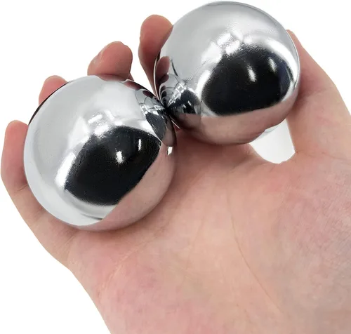 Miniatura 4 de Baoding Balls - Bolas chinas de ejercicio de 1.4/1.5/2.2 pulgadas, timbre o sin campanilla, bolas zen de acero inoxidable, piedra para terapia