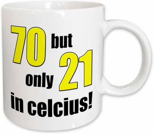 Miniatura 12 de 3dRose 70 but only 21 in Celsius. Yellow. 11oz Two-Tone Black Mug