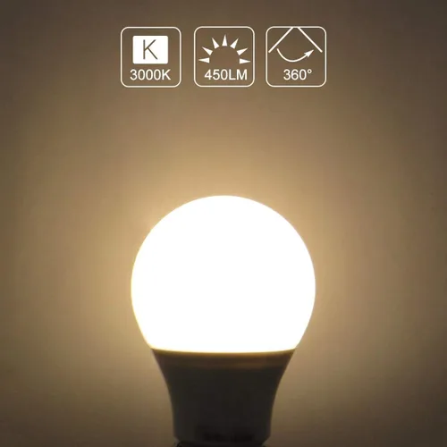 Miniatura 3 de Bombillas LED E26 de bajo voltaje de 12 V, 5 W, A19, bombilla estándar Edison con base de tornillo equivalente a 50 W, lámpara halógena blanca