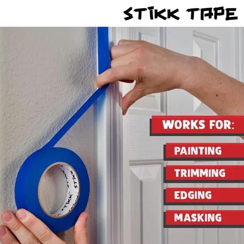 Miniatura 4 de STIKK Cinta para pintores – 10 unidades de cinta de pintor roja – 1 pulgada x 60 yardas – Cinta de pintura para pintura, bordes, recortes, techos