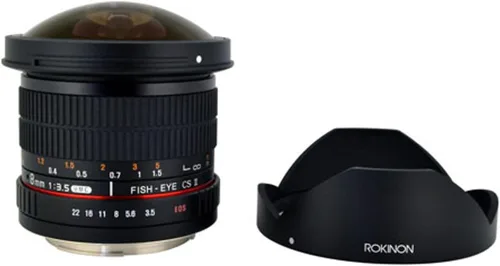 Miniatura 4 de Rokinon HD8M-C - lente de ojo de pez con capucha desmontable, 8 mm f/3.5 HD para Canon DSLR 8-8mm, lente fijo sin zoom, negro
