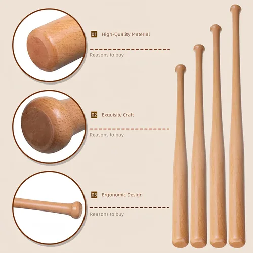 Miniatura 3 de Wooden Baseball Bats 34" 32" 30" 28" Full Size bate de beisbol Madera Solid Wood Baseball Bat for Adult Men Women Training Bat Softball Hitting