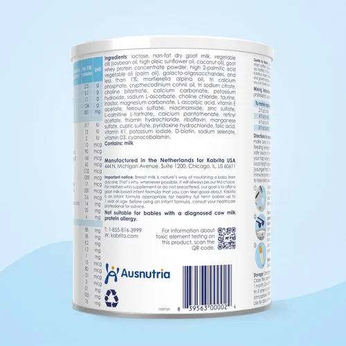 Miniatura 8 de Kabrita Fórmula infantil en polvo a base de leche de cabra con hierro, DHA, ARA y prebióticos, para bebés de 0 a 12 meses, sin OMG, 28 onzas
