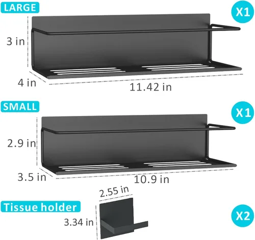 Miniatura 4 de Estante magnético para especias para refrigerador, estante magnético de ahorro de espacio para nevera negro, paquete de 2 con soporte magnético