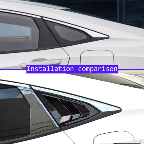 Miniatura 2 de Rejilla ABS para ventana lateral trasera, embellecedor de rejilla para ventilación, tapa de rejilla para Honda Civic Sedan 2016 2017 2018 2019 2020