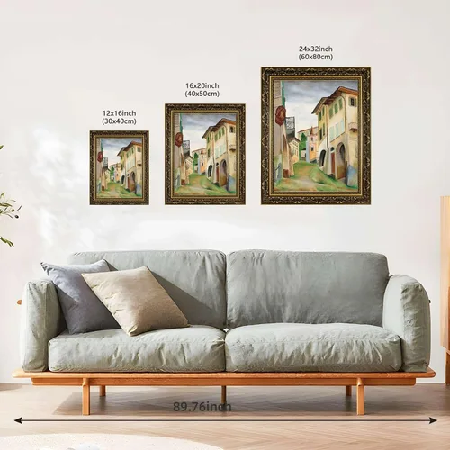 Miniatura 3 de Vintage Framed Italian Village Street Scene Wall Art Canvas Print Oil Paintings Reproduction World Classics Rustic Elegant Poster Painting Pictures