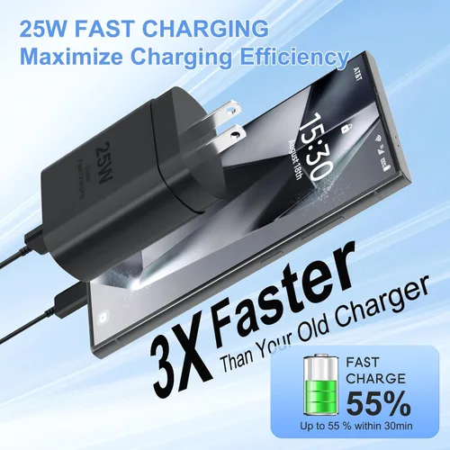 Miniatura 2 de Samsung - Cargador súper rápido tipo C, 25 W PD USB C cargador de pared/coche para Samsung Galaxy S26/S25/S24/S23/S22/Plus/Ultra/FE/Note