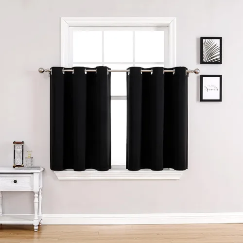 Miniatura 98 de ChrisDowa - Cortinas de cenefa pequeñas para cocina, cortinas cortas con ojales y aislamiento térmico para oscurecer la sala y habitación