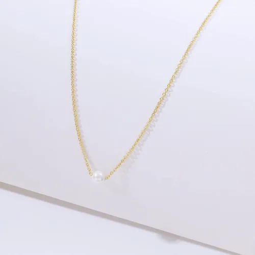 Miniatura 7 de Delicado collar con colgante de perlas para mujer, chapado en oro de 14 quilates, elegante collar de perlas de agua dulce, collar de perlas con clip