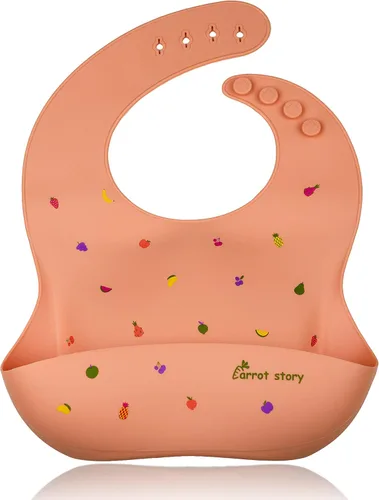 Miniatura 3 de Baberos de bolsillo 100% de silicona para bebés, baberos lavables impermeables, sin BPA, aptos para microondas y lavavajillas, juego de 2