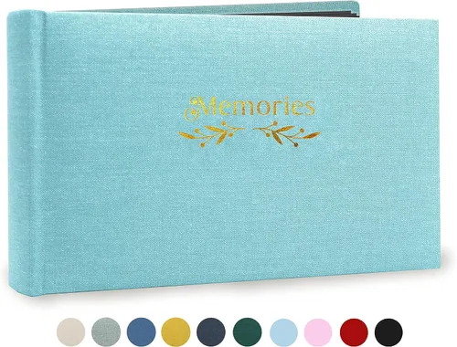 Miniatura 11 de Holoary Álbum de fotos pequeño de 4 x 6 pulgadas, tapa dura de lino, capacidad para 50 fotos, encuadernado con páginas negras, mini álbumes de fotos