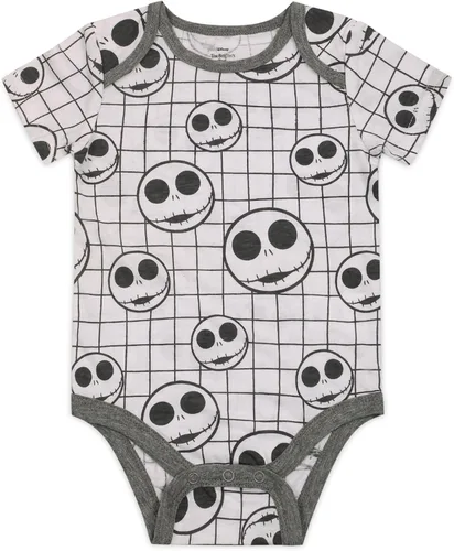 Miniatura 5 de Disney Nightmare Before Christmas Jack Skellington - Paquete de 3 mamelucos para bebé, color gris