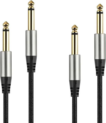 Miniatura 3 de Paquete de 2 cables de guitarra de 1/4 de pulgada con conector TS recto de 0.249 in (16 pies-2 unidades)