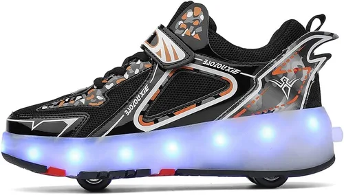 Miniatura 3 de Zapatos con ruedas para niños 4 ruedas mejoradas, modelo 16 LED, recargable, colorido, para niñas, niños, tenis retráctiles, zapatos de skate