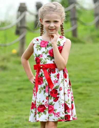 Miniatura 19 de Vestido de verano para niña, de algodón, con diseño floral